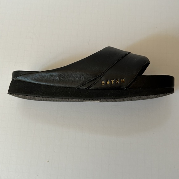 SAYSH Women Slides Black Leather Upper Strap Slip on - Picture 6 of 9